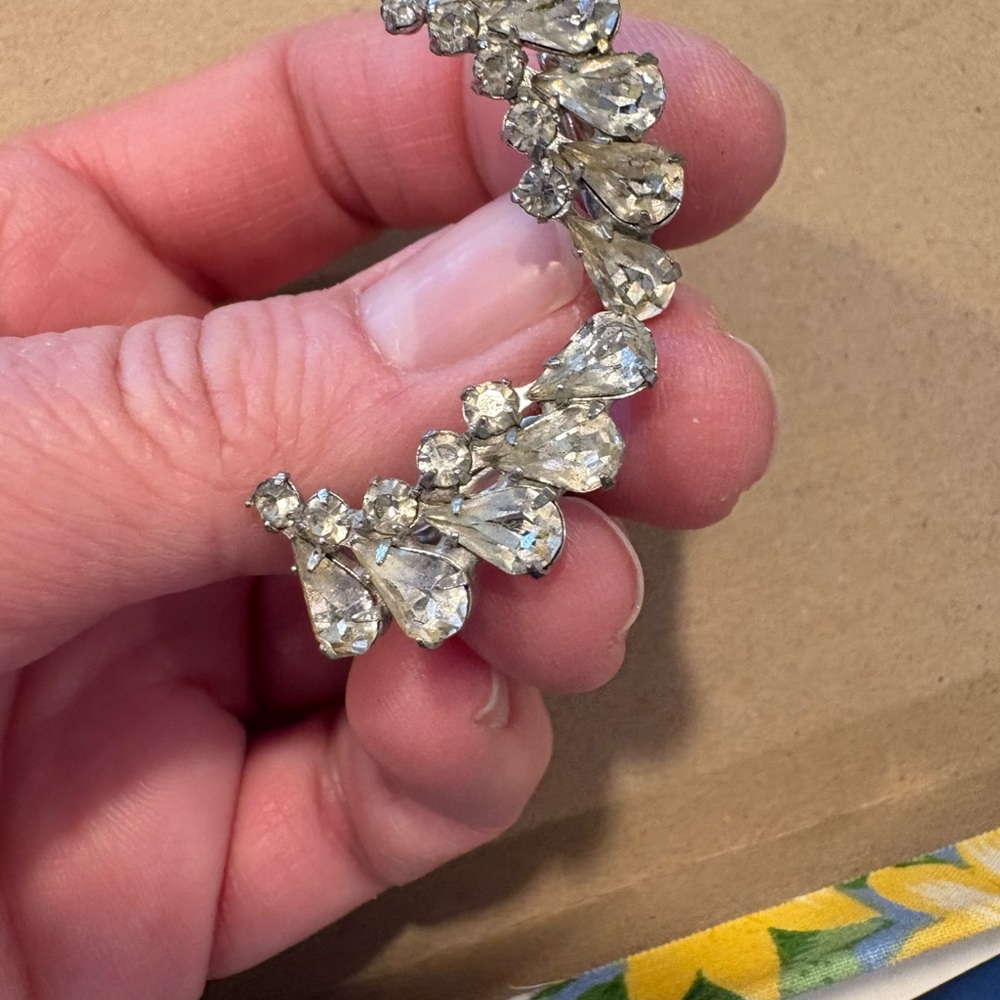 Vintage Silver Crystal Drop Earrings